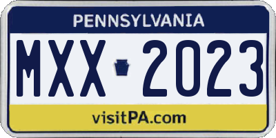 PA license plate MXX2023