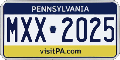 PA license plate MXX2025