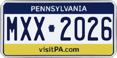 PA license plate MXX2026