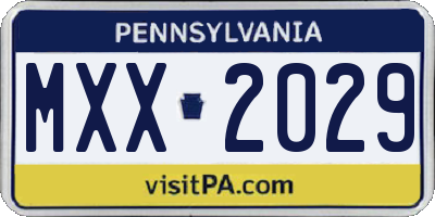 PA license plate MXX2029