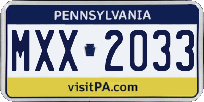 PA license plate MXX2033