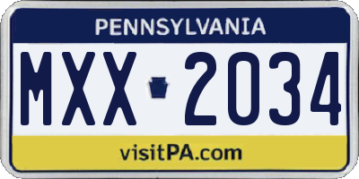 PA license plate MXX2034