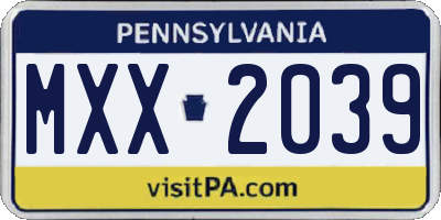 PA license plate MXX2039