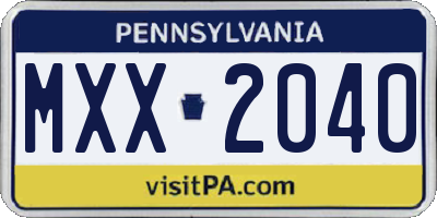 PA license plate MXX2040