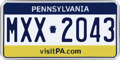 PA license plate MXX2043