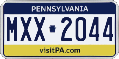 PA license plate MXX2044