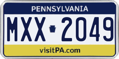 PA license plate MXX2049