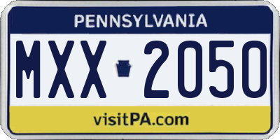 PA license plate MXX2050