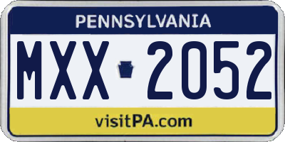 PA license plate MXX2052