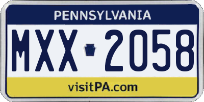 PA license plate MXX2058