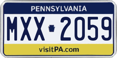 PA license plate MXX2059