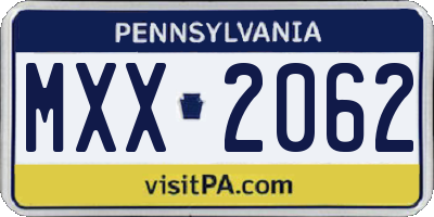 PA license plate MXX2062