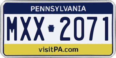 PA license plate MXX2071