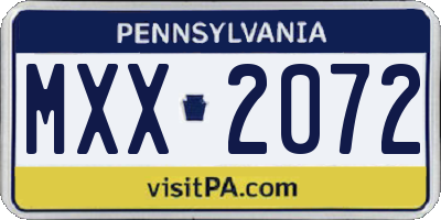 PA license plate MXX2072