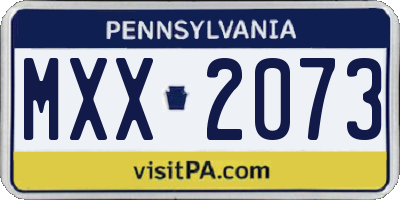PA license plate MXX2073