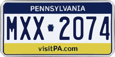 PA license plate MXX2074