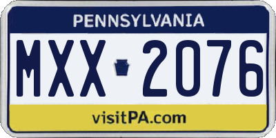 PA license plate MXX2076