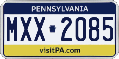 PA license plate MXX2085