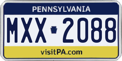 PA license plate MXX2088