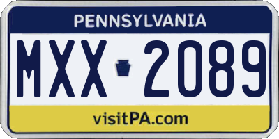 PA license plate MXX2089