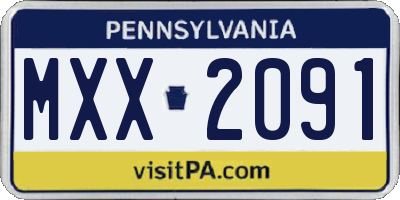 PA license plate MXX2091