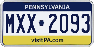 PA license plate MXX2093