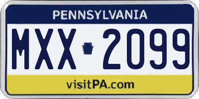 PA license plate MXX2099