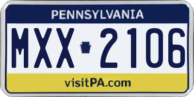 PA license plate MXX2106