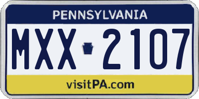 PA license plate MXX2107