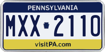 PA license plate MXX2110