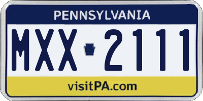 PA license plate MXX2111