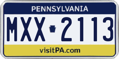 PA license plate MXX2113