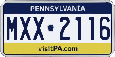 PA license plate MXX2116