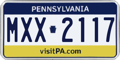 PA license plate MXX2117