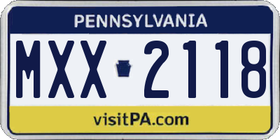 PA license plate MXX2118