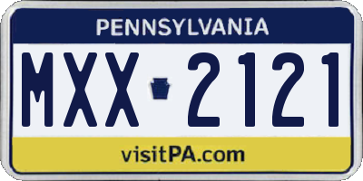 PA license plate MXX2121