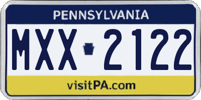 PA license plate MXX2122