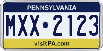 PA license plate MXX2123