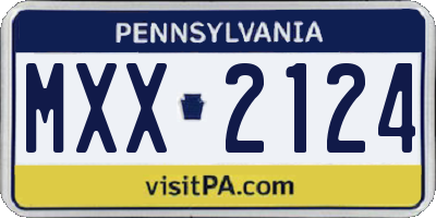 PA license plate MXX2124