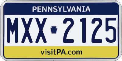 PA license plate MXX2125