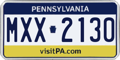 PA license plate MXX2130