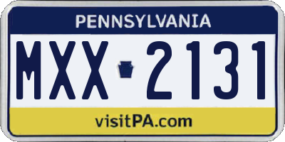 PA license plate MXX2131