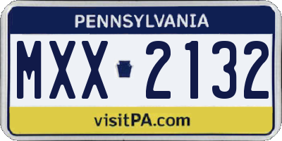 PA license plate MXX2132