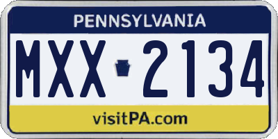 PA license plate MXX2134