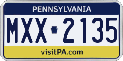 PA license plate MXX2135