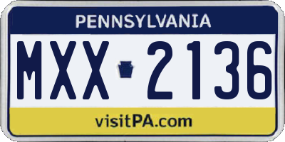 PA license plate MXX2136