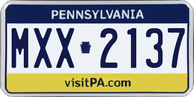 PA license plate MXX2137