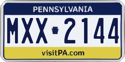 PA license plate MXX2144