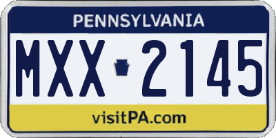 PA license plate MXX2145