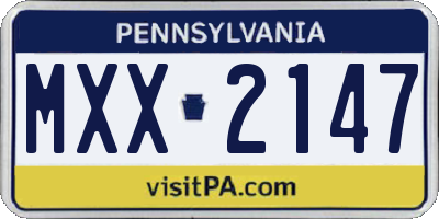 PA license plate MXX2147